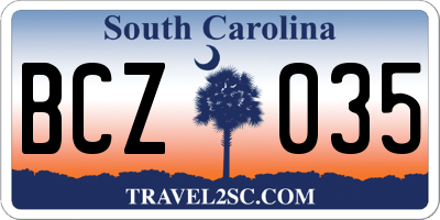 SC license plate BCZ035