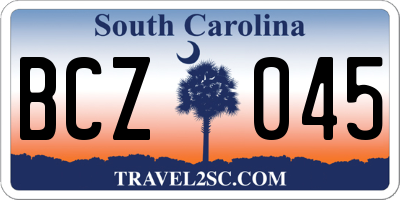 SC license plate BCZ045