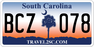 SC license plate BCZ078