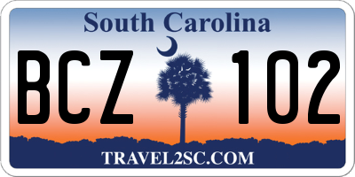 SC license plate BCZ102