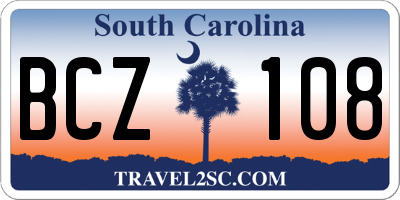 SC license plate BCZ108