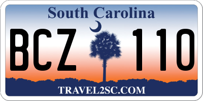 SC license plate BCZ110