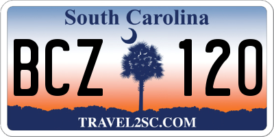 SC license plate BCZ120