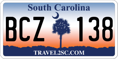 SC license plate BCZ138