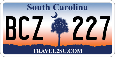 SC license plate BCZ227