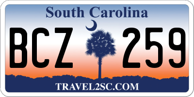 SC license plate BCZ259