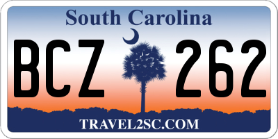 SC license plate BCZ262