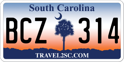 SC license plate BCZ314