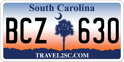 SC license plate BCZ630