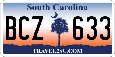 SC license plate BCZ633