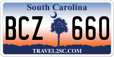 SC license plate BCZ660