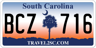 SC license plate BCZ716