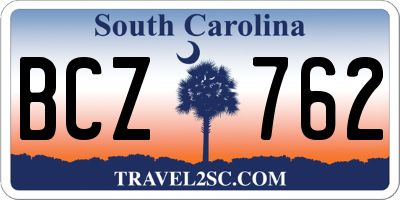 SC license plate BCZ762
