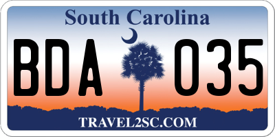 SC license plate BDA035