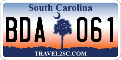 SC license plate BDA061
