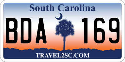 SC license plate BDA169