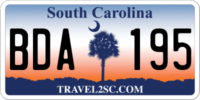 SC license plate BDA195