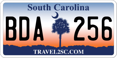 SC license plate BDA256