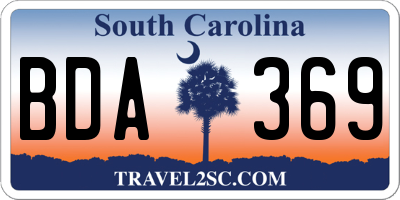 SC license plate BDA369