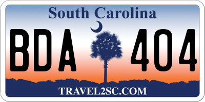 SC license plate BDA404