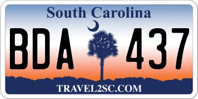 SC license plate BDA437