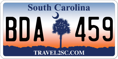 SC license plate BDA459