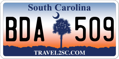 SC license plate BDA509