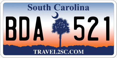 SC license plate BDA521