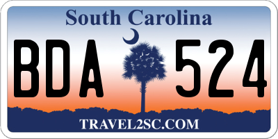 SC license plate BDA524