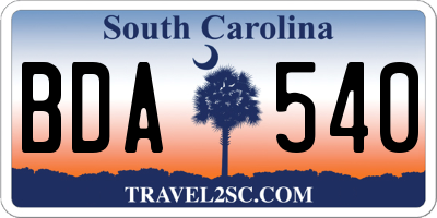 SC license plate BDA540