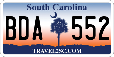 SC license plate BDA552
