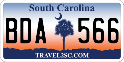 SC license plate BDA566