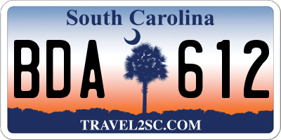 SC license plate BDA612