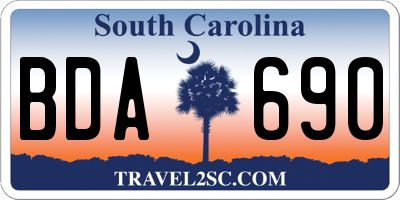 SC license plate BDA690