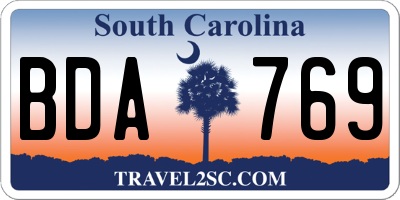 SC license plate BDA769