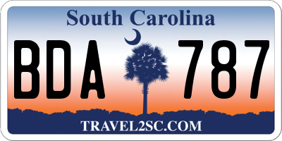 SC license plate BDA787