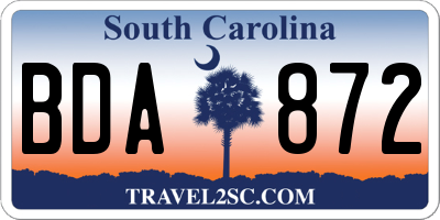 SC license plate BDA872