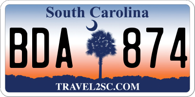 SC license plate BDA874