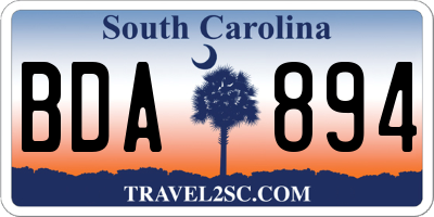 SC license plate BDA894