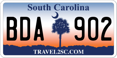 SC license plate BDA902