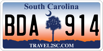 SC license plate BDA914