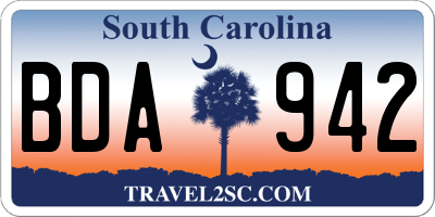 SC license plate BDA942