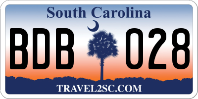 SC license plate BDB028