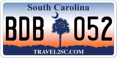 SC license plate BDB052