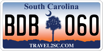 SC license plate BDB060