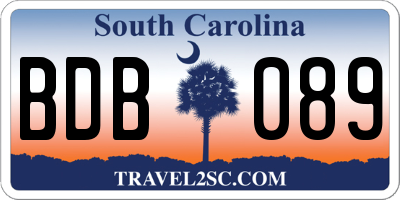SC license plate BDB089