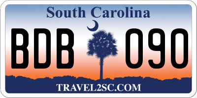 SC license plate BDB090