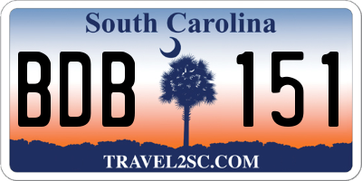 SC license plate BDB151