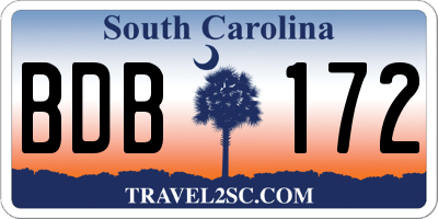 SC license plate BDB172
