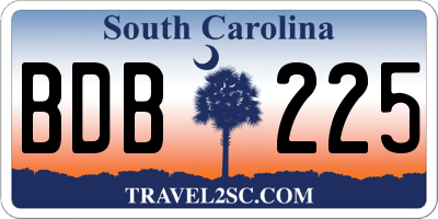 SC license plate BDB225